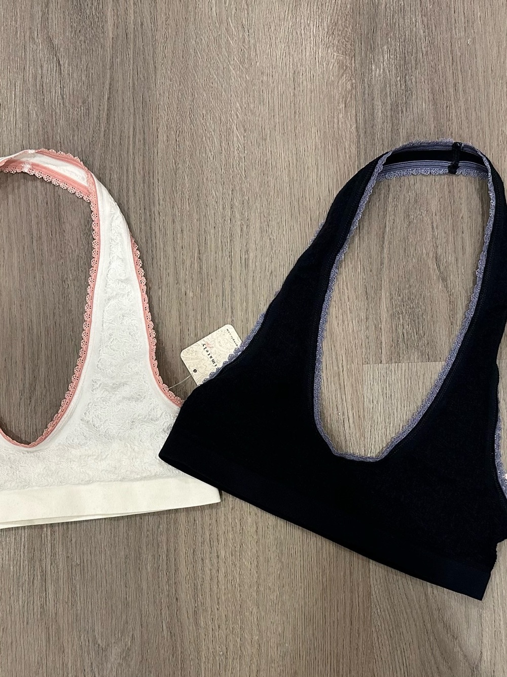 Free People Black & White Halter Bralette Set